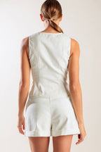 Women’s White Woven Vest