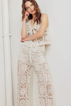 COASTAL BREEZE CROCHET VEST AND PANT SET