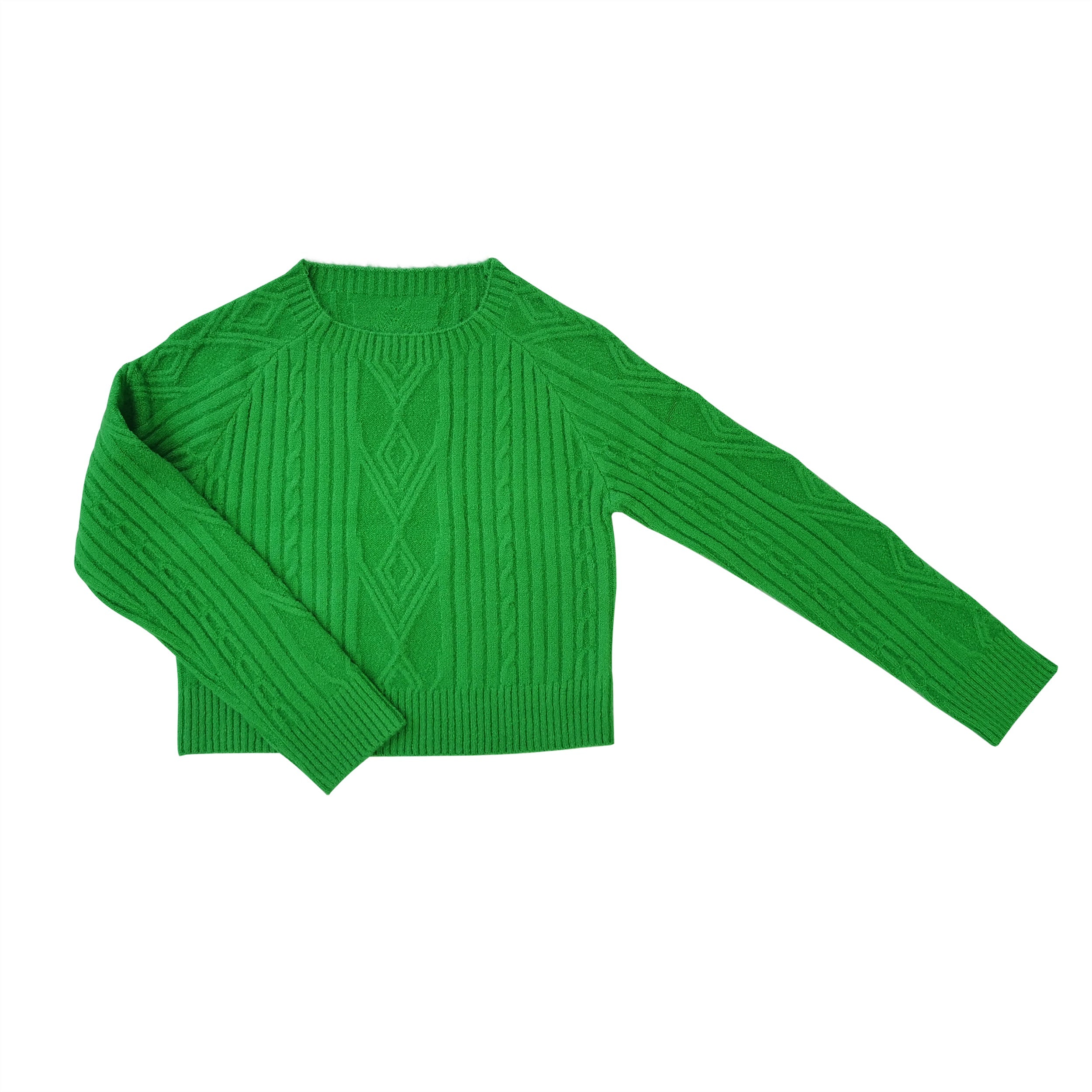 AA Green Braid-Knitted Sweater