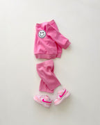 Girls Pink Biker Shorts Set