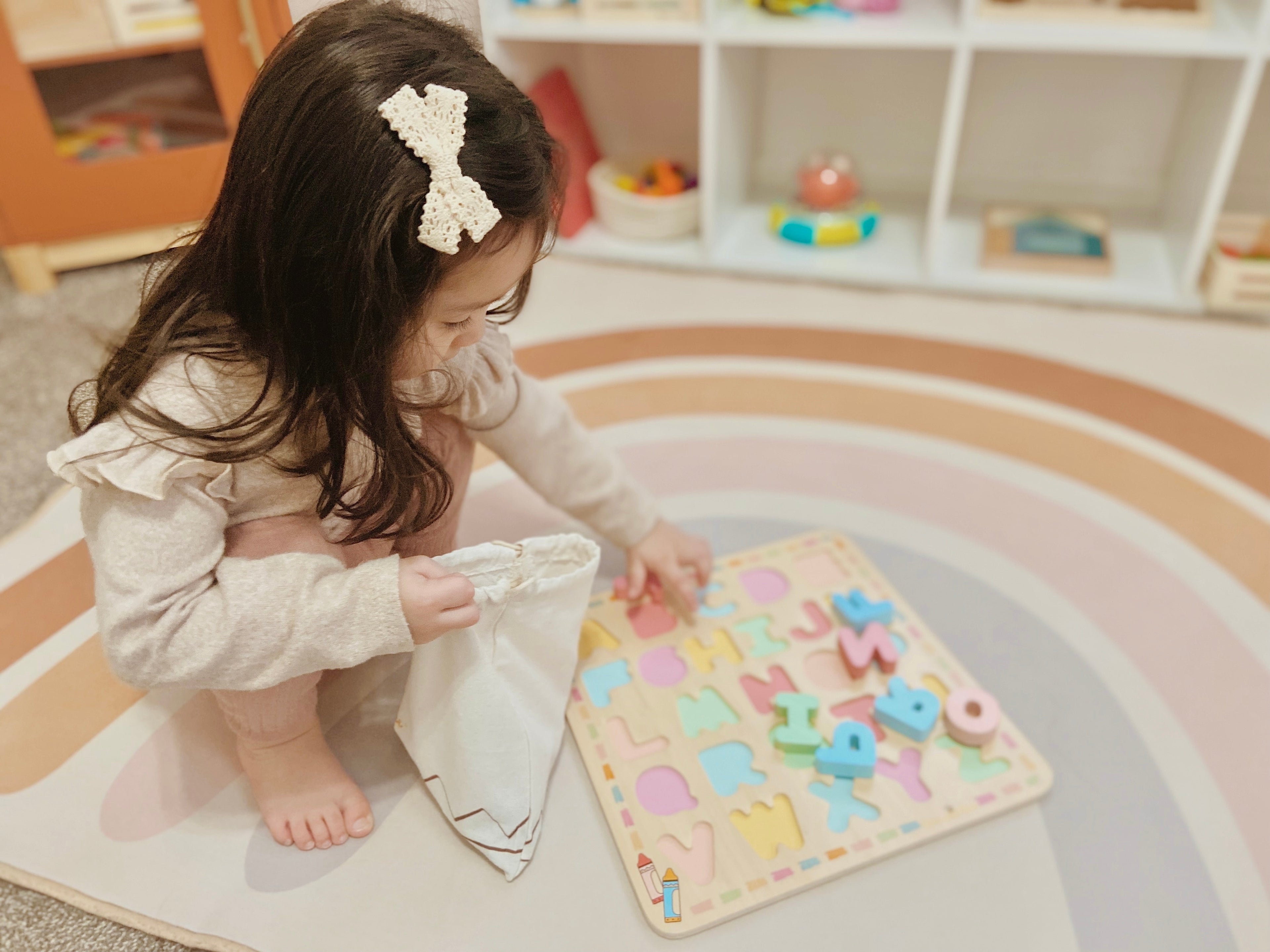 Wooden Alphabet Chunky Puzzle with Chalkboard Back
