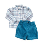 Boys Teal Flannel Shirt Set