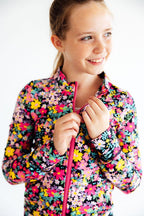 Flexible Floral Full-Zip Ruffle Active Jacket