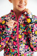Flexible Floral Full-Zip Ruffle Active Jacket