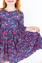 Flower Farm 3/4 Sleeve Pocket Twirl Dress