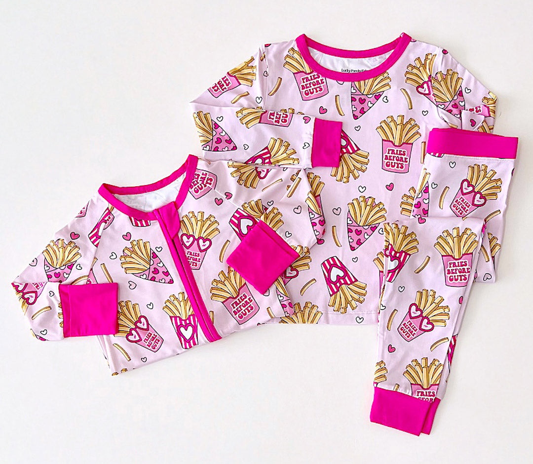 Girls Bamboo Two Piece Pajama Set | Fries Before Guys