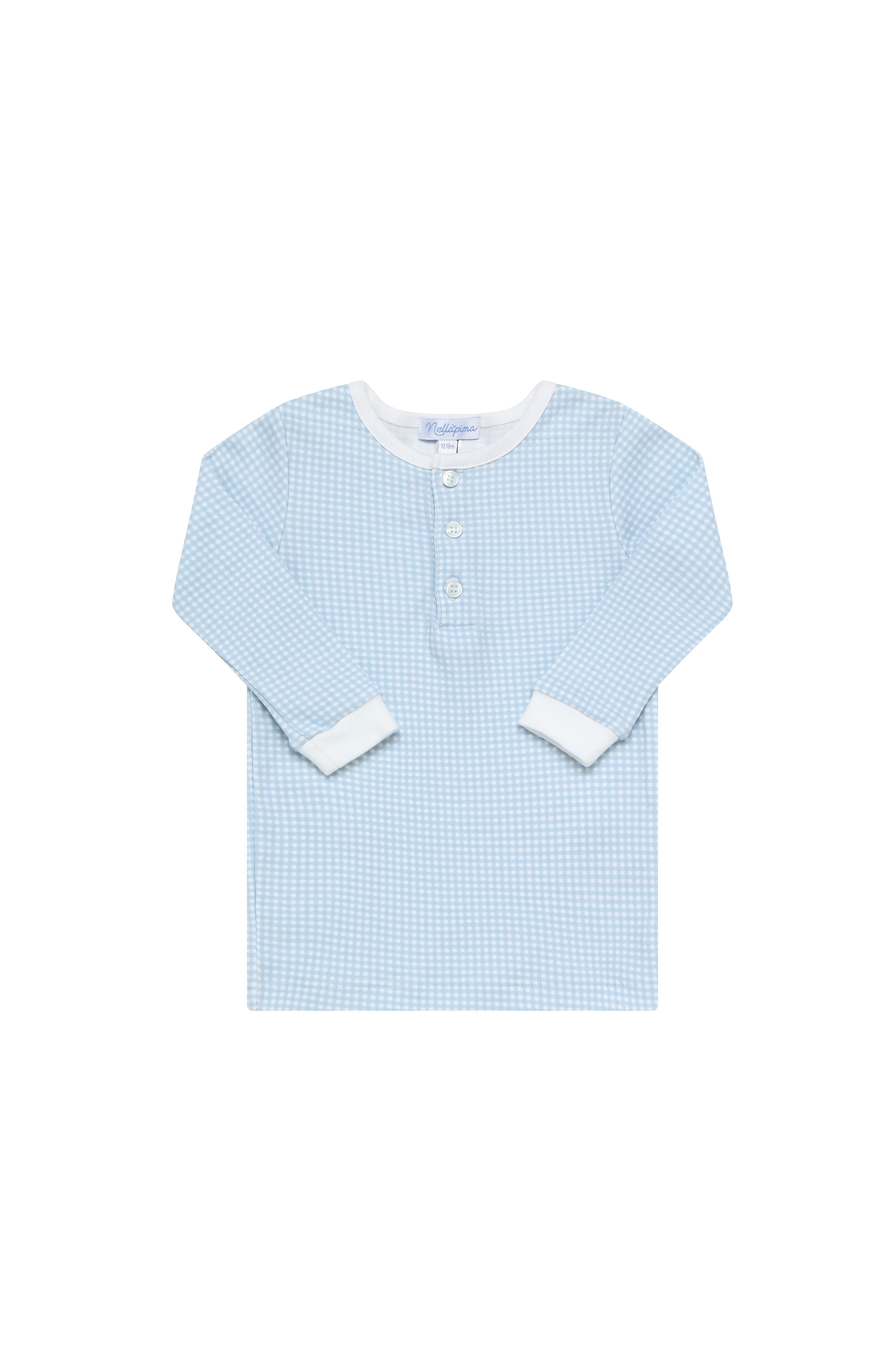 Baby Blue Gingham Pima Cotton Pajama Set