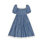 Crochet Trim Organic Chambray Dress