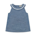 Organic Ruffle Collar Chambray Top