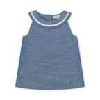 Organic Ruffle Collar Chambray Top