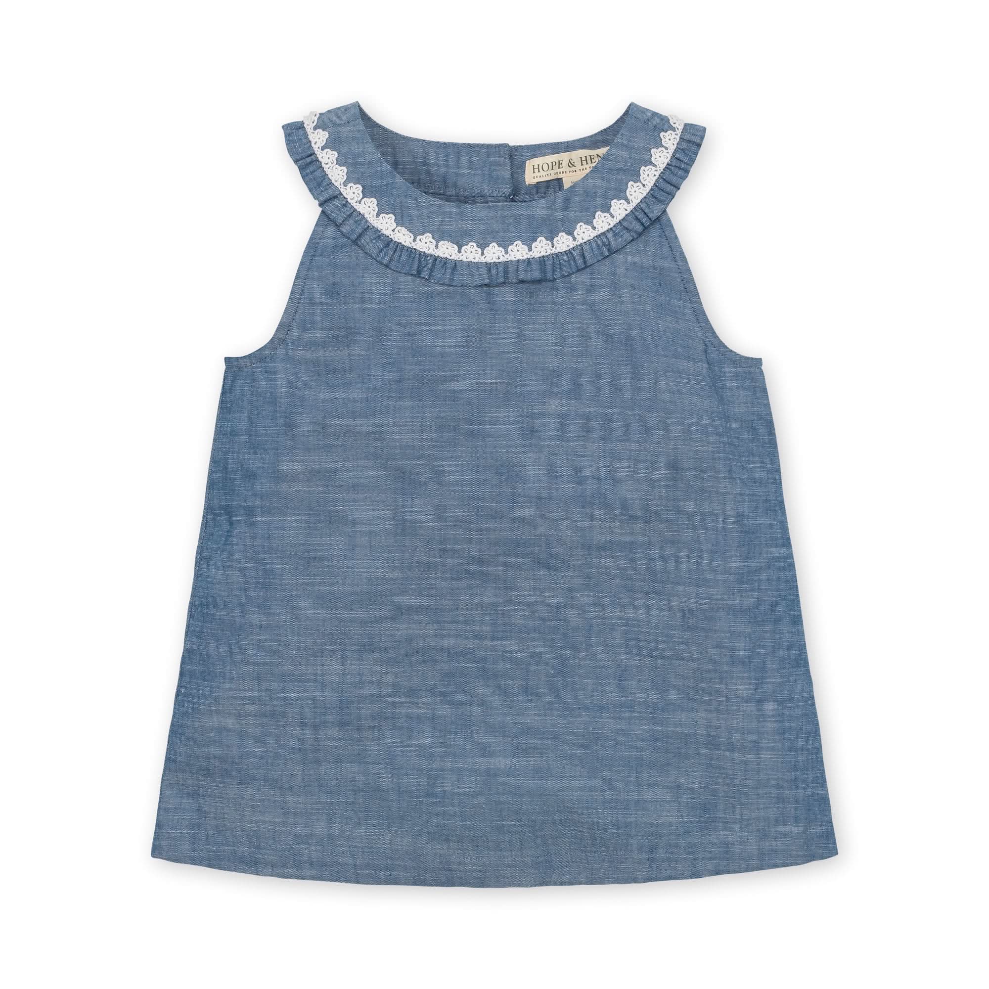 Organic Ruffle Collar Chambray Top