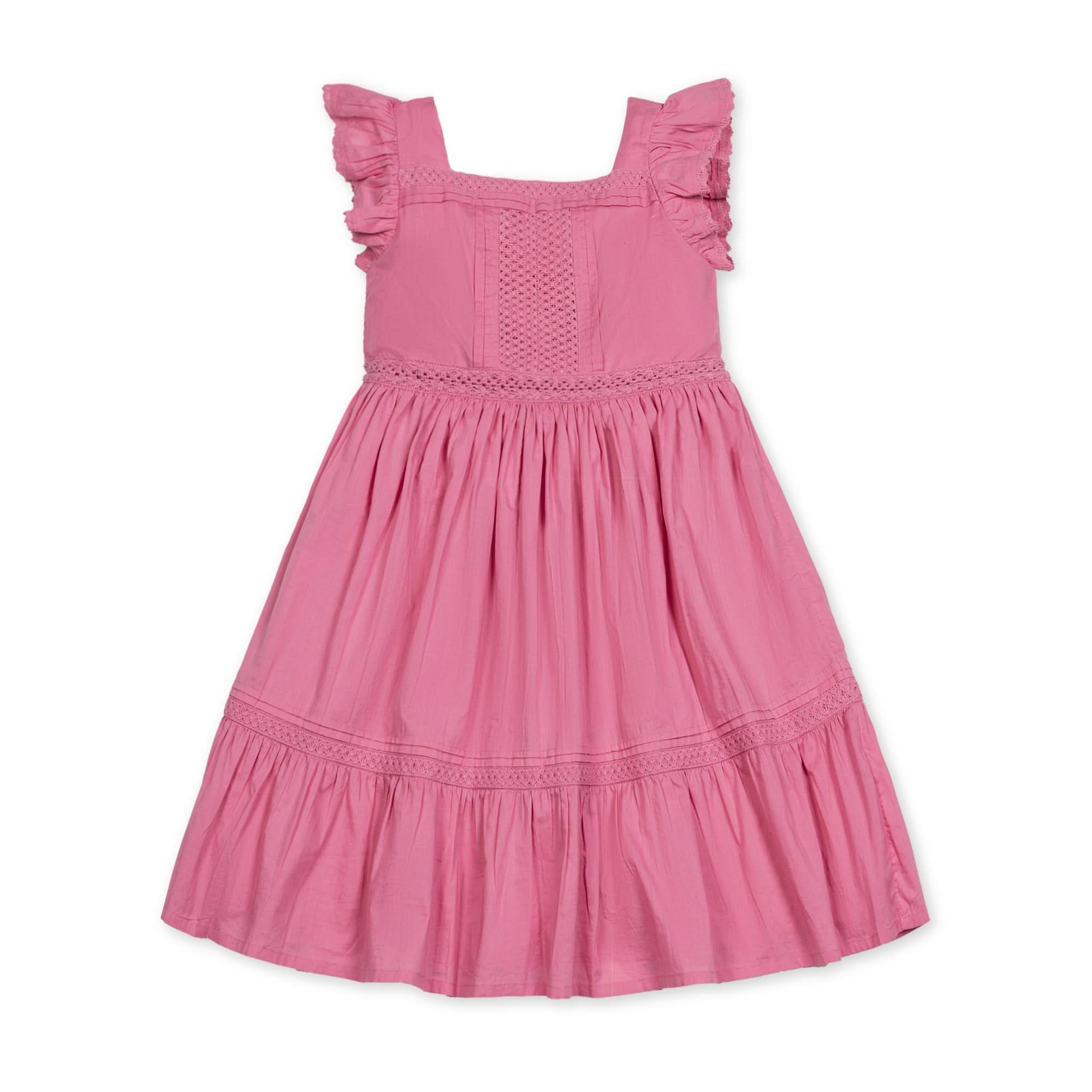Girls Organic Cotton Flutter Sleeve Maxi Dress