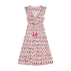 Giselle Women's Maxi Dress Cream Red Navy Ikat