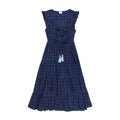 Giselle Women's Maxi Dress Navy Turquoise Swiss Dot