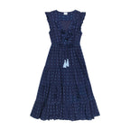 Giselle Women's Maxi Dress Navy Turquoise Swiss Dot