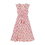 Giselle Women's Maxi Dress White Pink Ikat