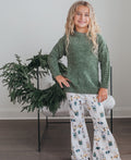 Green Chenille Nutcracker Bell Pant Set