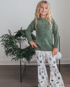 Green Chenille Nutcracker Bell Pant Set