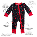 Heart Doodles Red Bamboo Convertible Footie