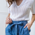 V-Neck Pointelle Sweater