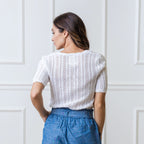 V-Neck Pointelle Sweater