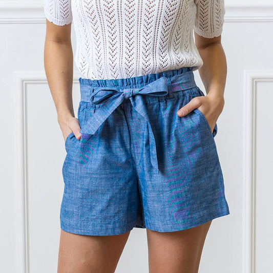 Women’s Organic Cotton Chambray Paperbag Shorts