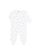Pink Heart Print Pima Zipper Footie