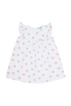 Girls Pink Heart Print Scoop Neck Pima Cotton Dress