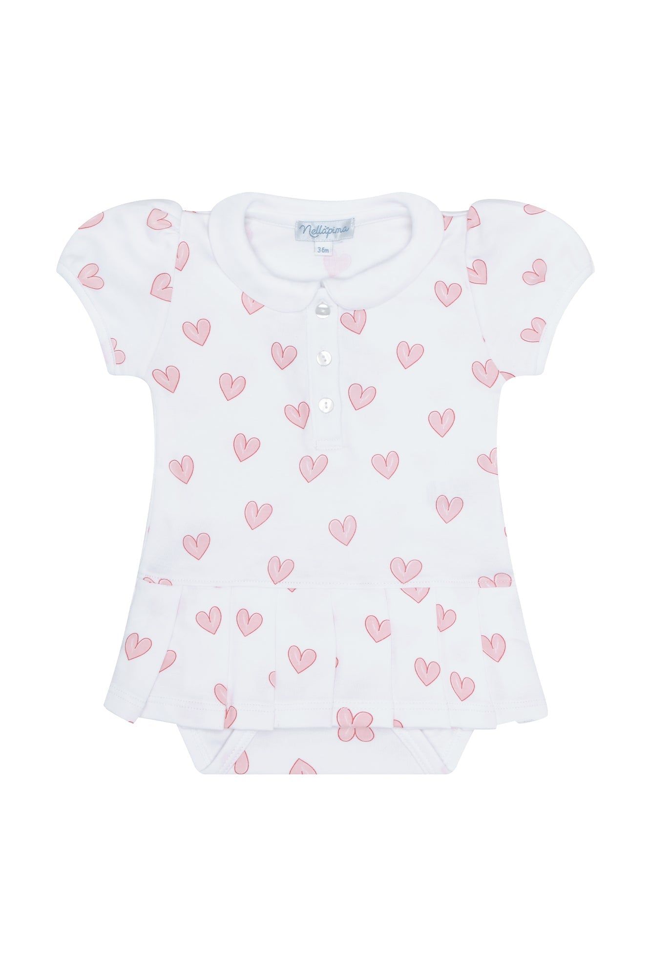 Baby Girl Pink Heart Print Pima Cotton Onesie Dress