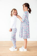 Head in the Clouds 3/4 Sleeve Pocket Twirl Dress