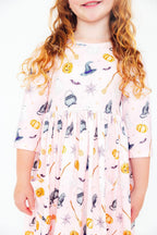 Hey Boo 3/4 Sleeve Pocket Twirl Dress