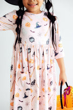 Hey Boo 3/4 Sleeve Pocket Twirl Dress