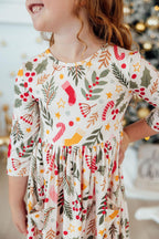 Holly Jolly Christmas 3/4 Sleeve Pocket Twirl Dress