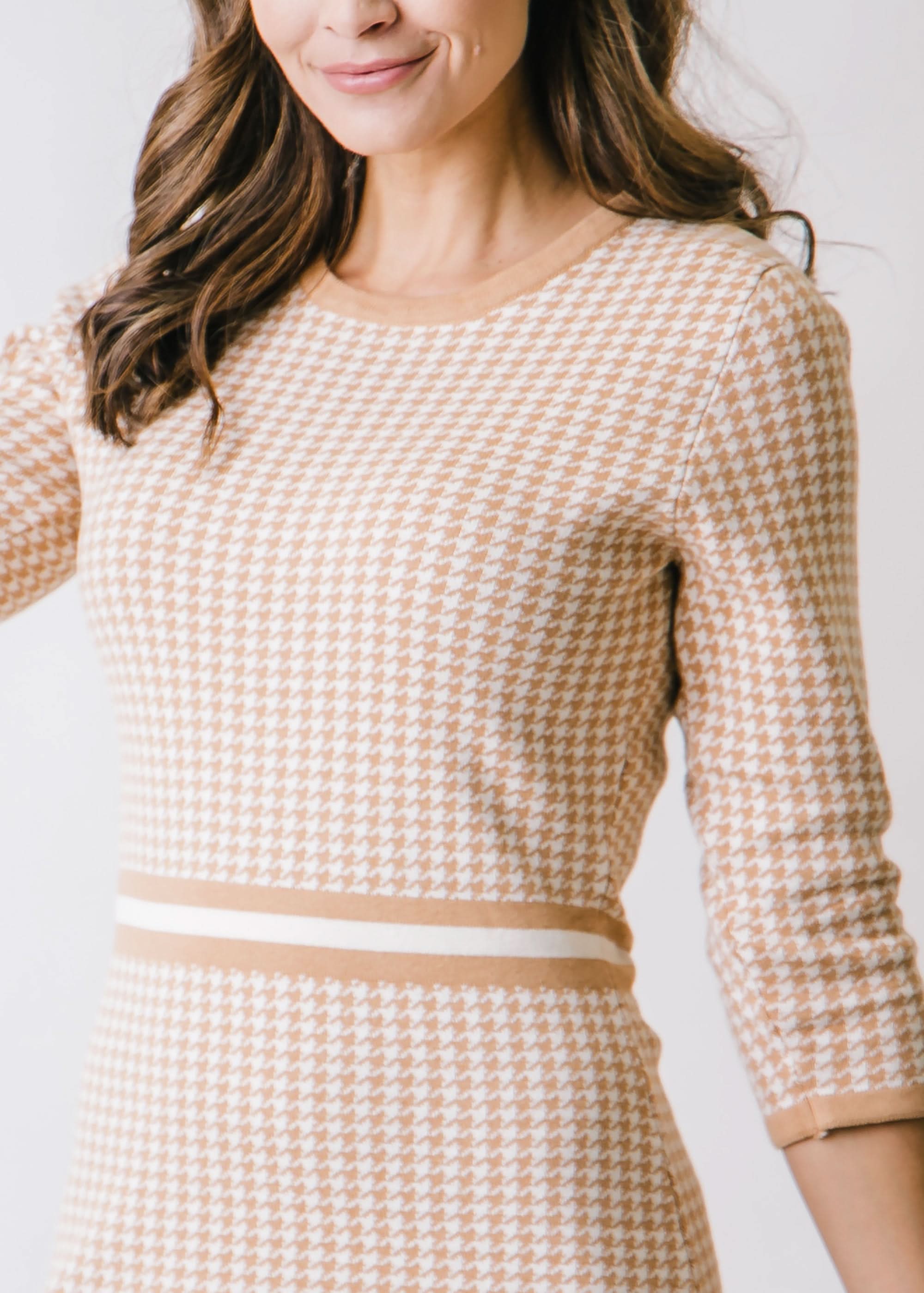 3/4 Sleeve Fit and Flare Sweater Dress