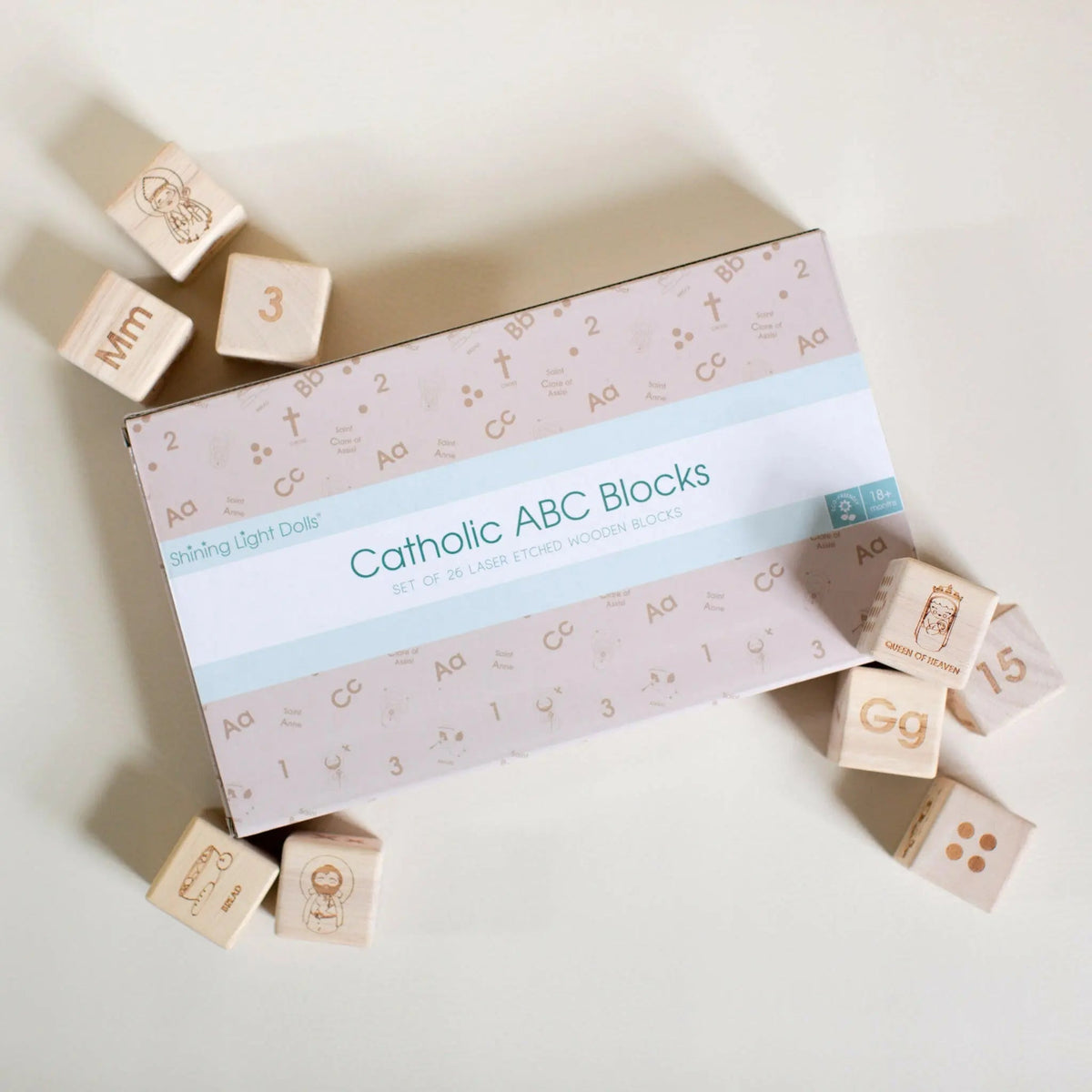 Catholic Wooden Alphabet Blocks Set