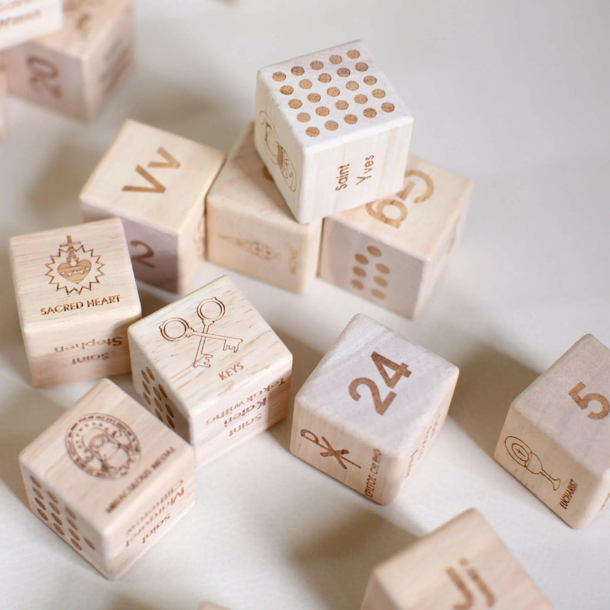 Catholic Wooden Alphabet Blocks Set