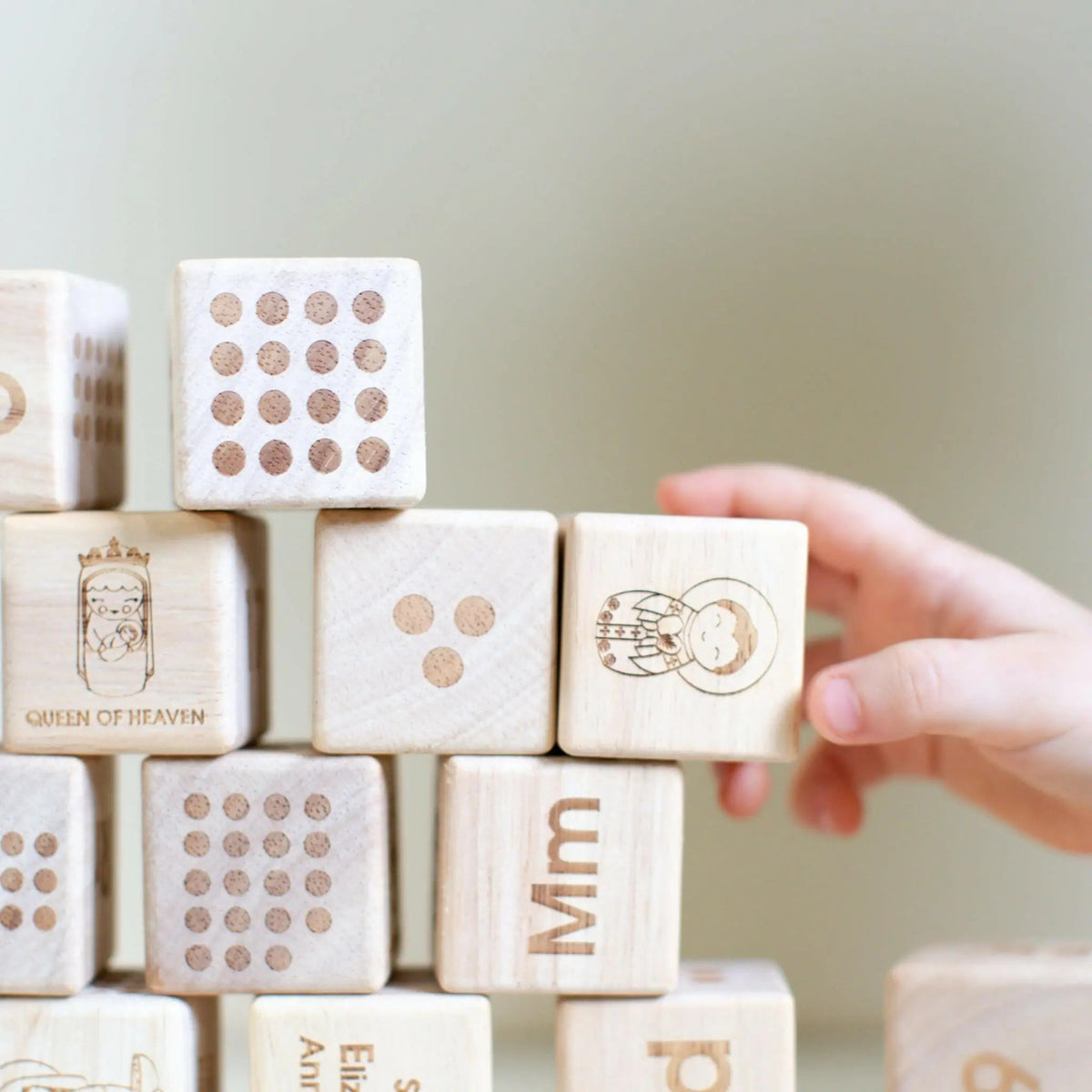Catholic Wooden Alphabet Blocks Set