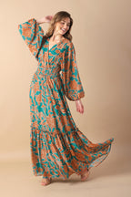 FLEETING FAUNA WOVEN MAXI DRESS