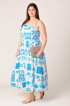 FLOWER GIRL BLUE WOVEN MIDI DRESS