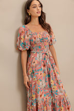 ROSY TWILIGHT WOVEN MIDI DRESS