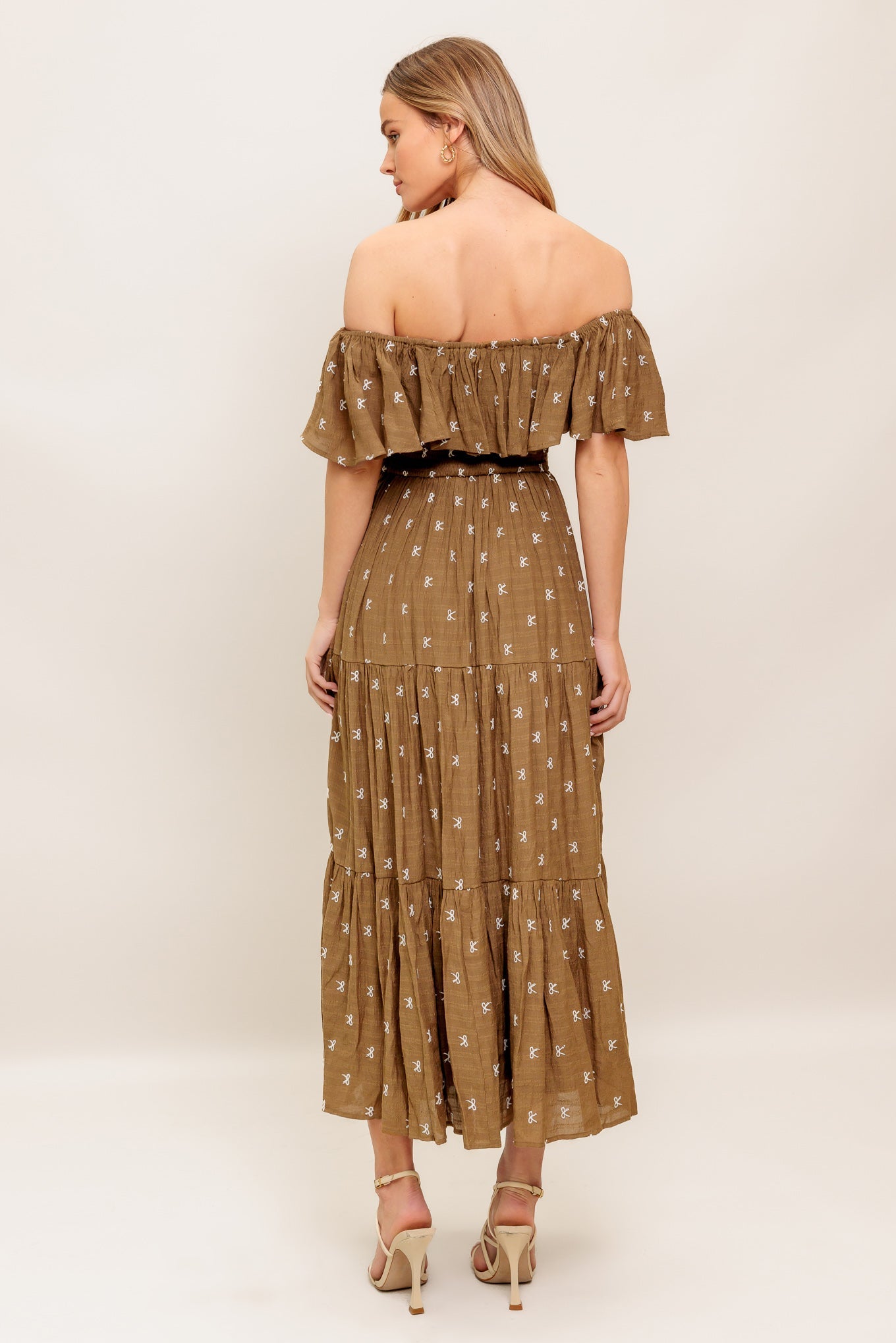 BELLE AMOUR BROWN WOVEN MIDI DRESS