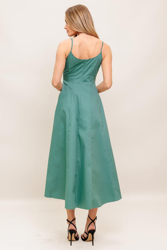 VERDE ELEGANTE WOVEN MIDI DRESS