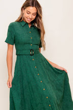 EMERALD CODE JACQUARD WOVEN MIDI DRESS