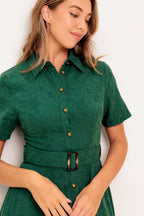 EMERALD CODE JACQUARD WOVEN MIDI DRESS