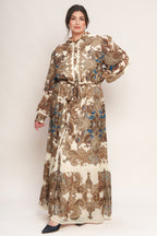 BOHEMIAN TAPESTRY BROWN WOVEN MAXI DRESS
