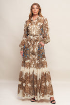BOHEMIAN TAPESTRY BROWN WOVEN MAXI DRESS