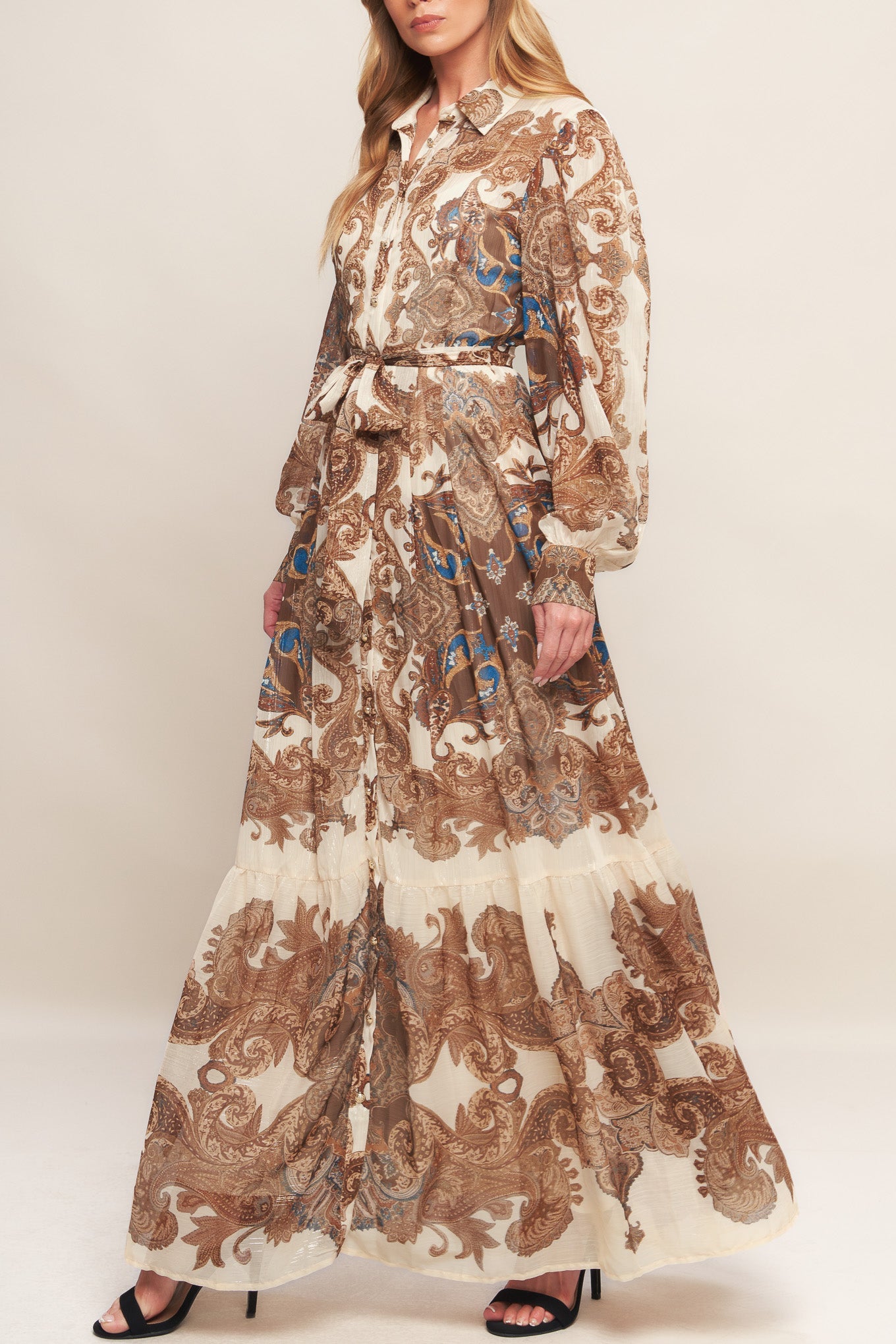 BOHEMIAN TAPESTRY BROWN WOVEN MAXI DRESS