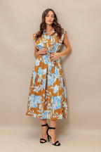 ISLAND FLARE WOVEN MIDI DRESS