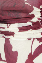 WINE BLOOM POWER MESH MIDI DRESS