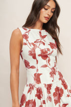 ROMA FLORAL WOVEN MIDI DRESS